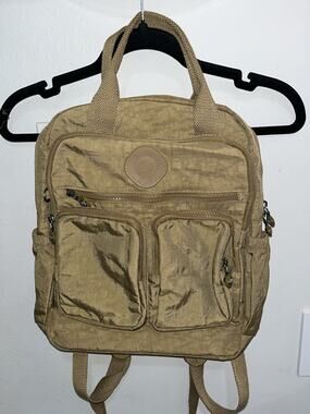 Bobo Women’s waterproof nylon multi-pocket travel backpack bag Khaki (C)